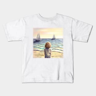 Little girl by the sea Kids T-Shirt